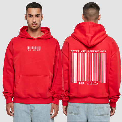 1027 "Barcode" Abschluss Premium Oversize Hoodie beidseitig bedruckt