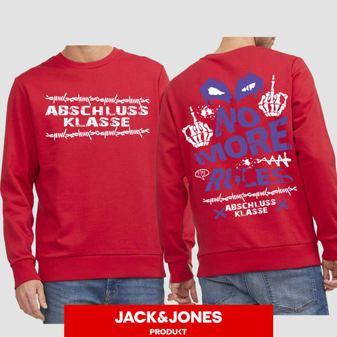1051 "No more Rules" Abschluss Sweatshirt by Jack&Jones beidseitig bedruckt