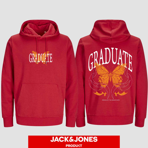 1052 "GRADUATE Schmetterling" ABI / Abschluss Hoodie by Jack&Jones beidseitig bedruckt