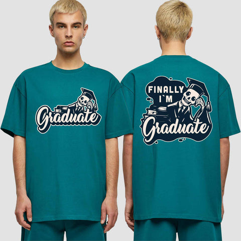 1059 "Finally" Abschluss Oversize T-Shirt beidseitig bedruckt
