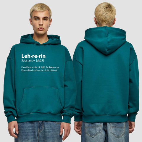 1050 "Definition Lehrerin" Abschluss Premium Oversize Hoodie einseitig bedruckt