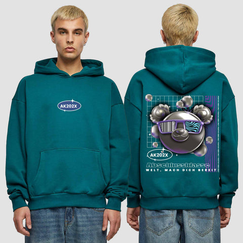 1055 "Welt, mach dich bereit" Abschluss Premium Oversize Hoodie beidseitig bedruckt