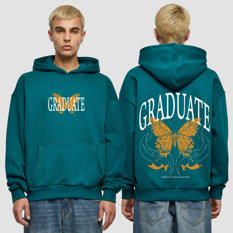 1052 "Graduate" Abi / Abschluss Premium Oversize Hoodie beidseitig bedruckt