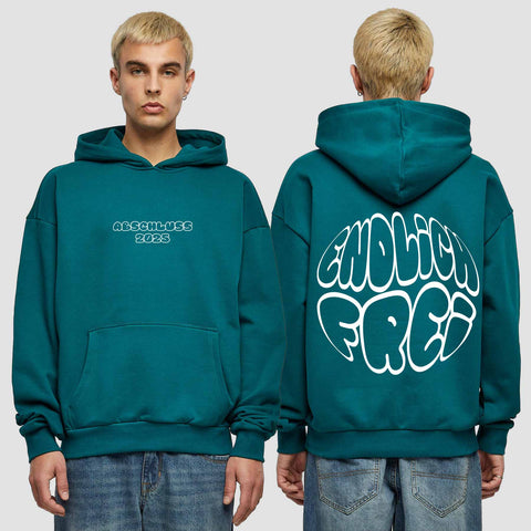 1036 "endlich Frei" Abschluss Premium Oversize Hoodie beidseitig bedruckt
