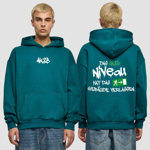 1035 "das Niveau" Abschluss Premium Oversize Hoodie beidseitig bedruckt