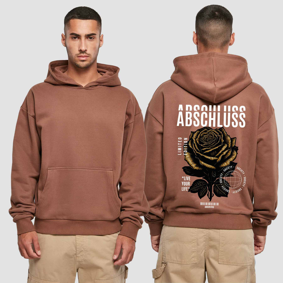 1041 "Rose" Abschluss Premium Oversize Hoodie einseitig bedruckt