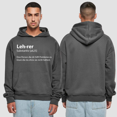 1049 "Definition Lehrer" Abschluss Premium Oversize Hoodie einseitig bedruckt