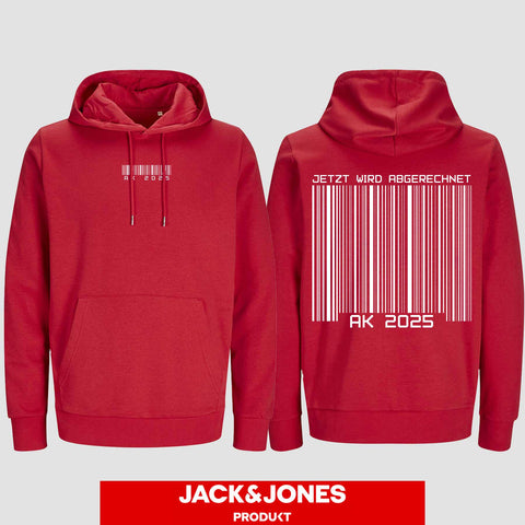 1027 "Barcode" Abschluss Hoodie by Jack&Jones beidseitig bedruckt