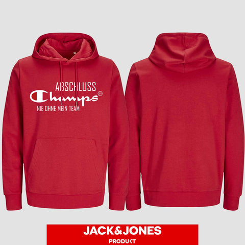 1028 "Champs - Nie ohne mein Team" Abschluss Hoodie by Jack&Jones einseitig bedruckt