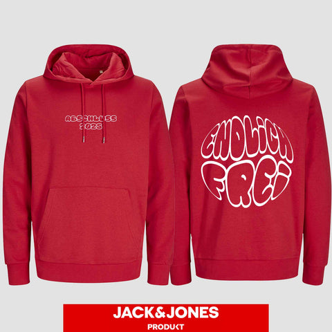 1036 "Endlich frei" Abschluss / Abi Hoodie by Jack&Jones beidseitig bedruckt