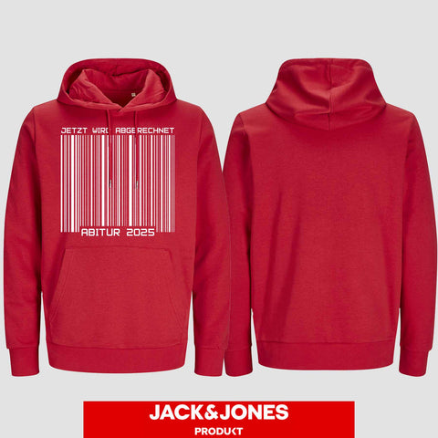 1025 "Barcode" ABI Hoodie by Jack&Jones einseitig bedruckt
