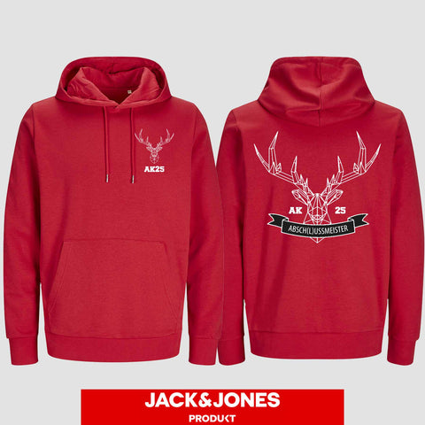 1017 "Absch(l)ussmeister polygon" Abschluss Hoodie by Jack&Jones beidseitig bedruckt
