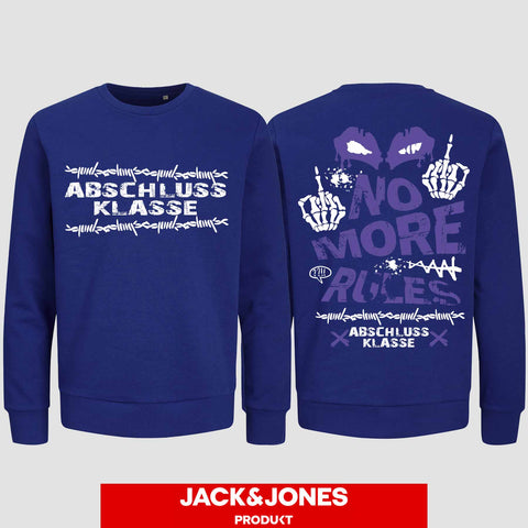 1051 "No more Rules" Abschluss Sweatshirt by Jack&Jones beidseitig bedruckt