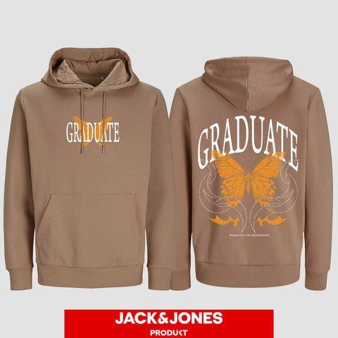 1052 "GRADUATE Schmetterling" ABI / Abschluss Hoodie by Jack&Jones beidseitig bedruckt
