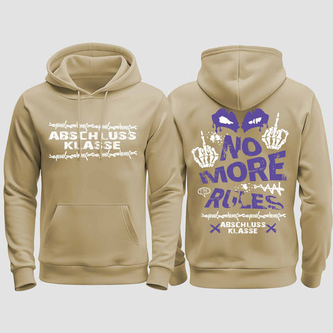 1051 "No more Rules" Abschluss regular College Hoodie beidseitig bedruckt