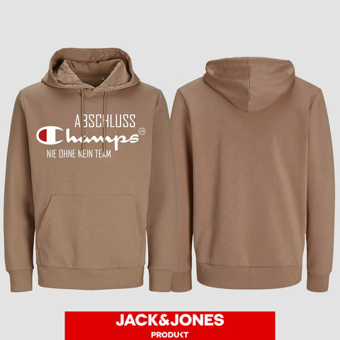 1028 "Champs - Nie ohne mein Team" Abschluss Hoodie by Jack&Jones einseitig bedruckt
