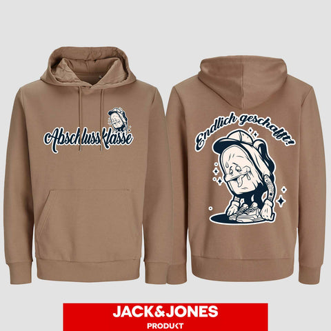 1058 "Endlich geschafft" Abschluss Hoodie by Jack&Jones beidseitig bedruckt