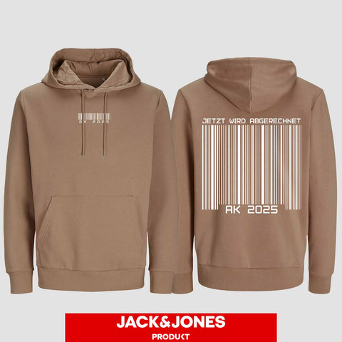 1027 "Barcode" Abschluss Hoodie by Jack&Jones beidseitig bedruckt