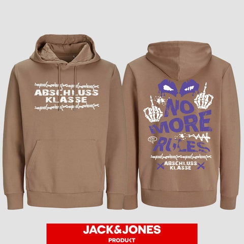 1051 "NO MORE RULES Streatwear" Abschluss Hoodie by Jack&Jones beidseitig bedruckt