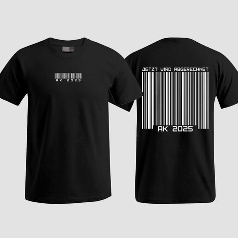 1027 "Barcode" Abschlussklasse T-Shirt beidseitig bedruckt