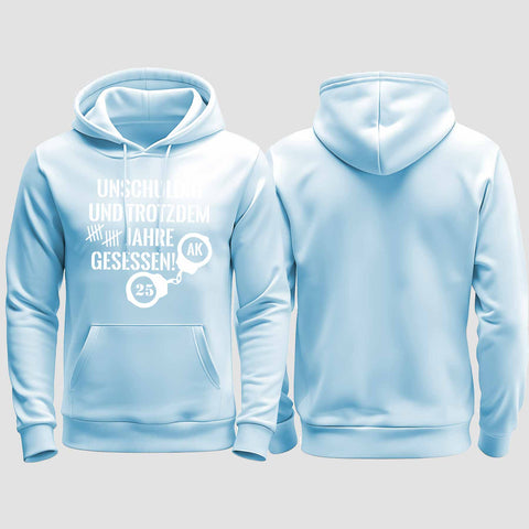 1008 "Unschuldig gesessen" Abschluss regular College Hoodie einseitig bedruckt