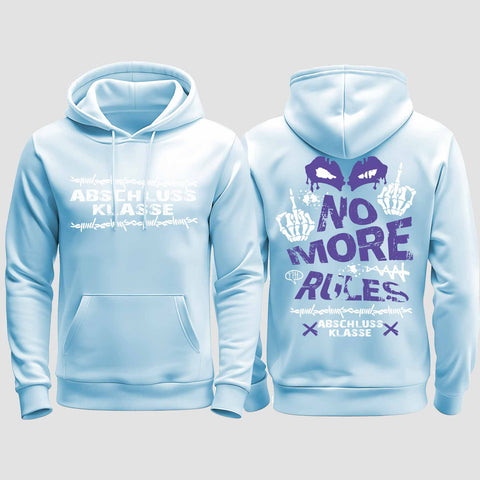 1051 "No more Rules" Abschluss regular College Hoodie beidseitig bedruckt