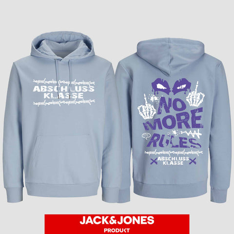 1051 "NO MORE RULES Streatwear" Abschluss Hoodie by Jack&Jones beidseitig bedruckt