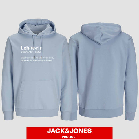 1050 "Definition Lehrerin" Abschluss Hoodie by Jack&Jones einseitig bedruckt