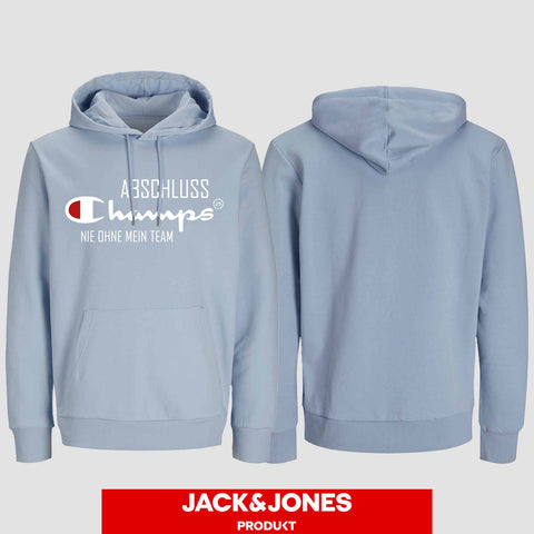 1028 "Champs - Nie ohne mein Team" Abschluss Hoodie by Jack&Jones einseitig bedruckt