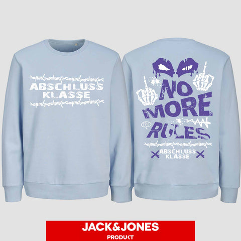 1051 "No more Rules" Abschluss Sweatshirt by Jack&Jones beidseitig bedruckt