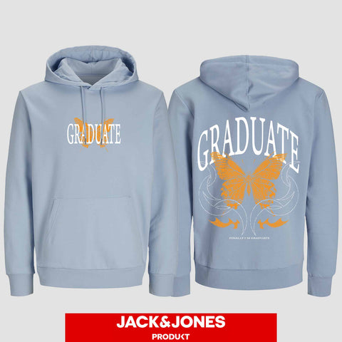 1052 "GRADUATE Schmetterling" ABI / Abschluss Hoodie by Jack&Jones beidseitig bedruckt