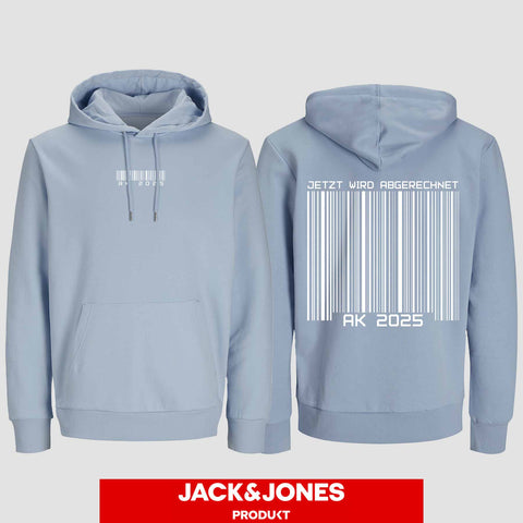 1027 "Barcode" Abschluss Hoodie by Jack&Jones beidseitig bedruckt