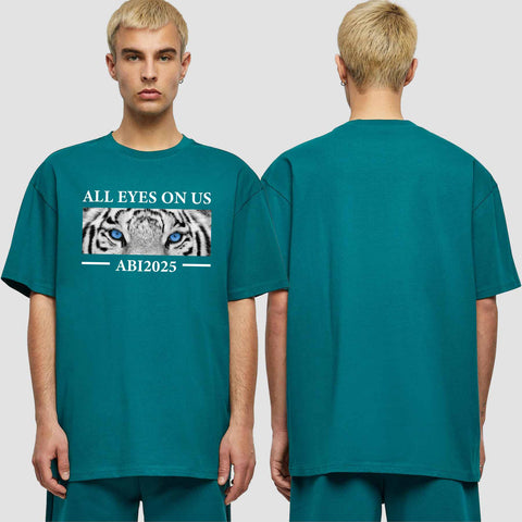 1021 "All Eyes on us - Tiger" Abi Oversize T-Shirt einseitig bedruckt