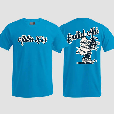 1060 "Endlich Abi" Abi T-Shirt beidseitig bedruckt