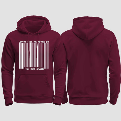 1025 "Barcode Abi" Abi regular College Hoodie einseitig bedruckt