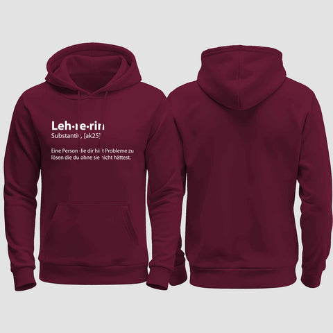 1050 "Lehrerin" Abschluss regular College Hoodie einseitig bedruckt