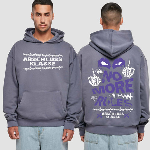 1051 "No more Rules" Abschluss Premium Oversize Hoodie beidseitig bedruckt