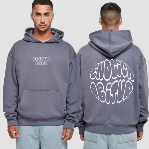 1037 "endlich Frei" Abi Premium Oversize Hoodie beidseitig bedruckt