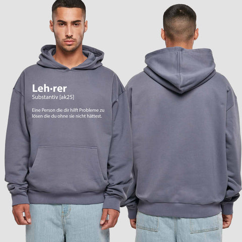 1049 "Definition Lehrer" Abschluss Premium Oversize Hoodie einseitig bedruckt
