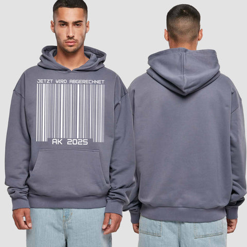 1026 "Barcode" Abschluss Premium Oversize Hoodie einseitig bedruckt
