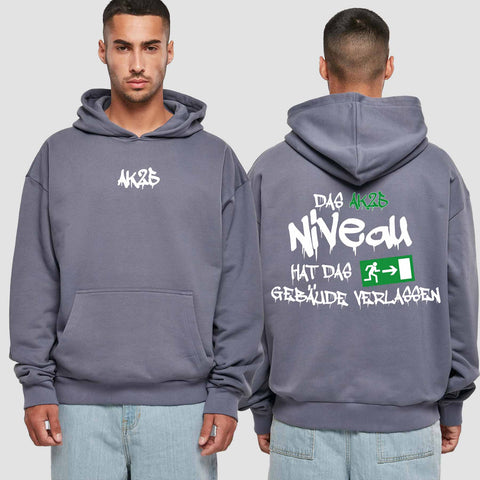 1035 "das Niveau" Abschluss Premium Oversize Hoodie beidseitig bedruckt