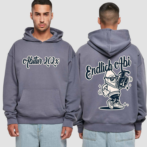 1060 "Endlich Abi" Abi Premium Oversize Hoodie beidseitig bedruckt