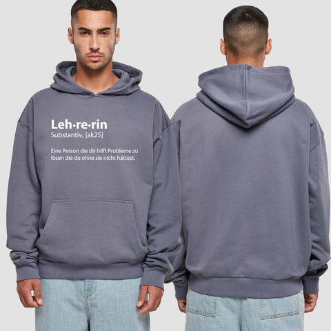 1050 "Definition Lehrerin" Abschluss Premium Oversize Hoodie einseitig bedruckt