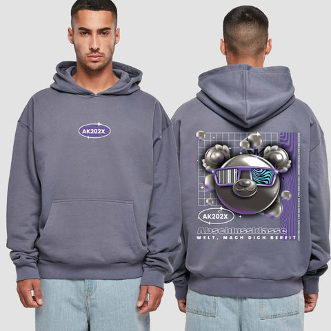 1055 "Welt, mach dich bereit" Abschluss Premium Oversize Hoodie beidseitig bedruckt